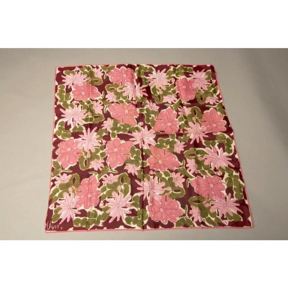 Vera Vintage Scarf Floral Pink Green Accessory - Picture 2 of 8